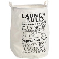 Zeller Present Zbiralnik za perilo Laundry Rules Canvas Ø 38 cm x 48 cm bež