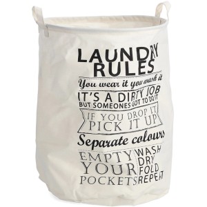 Zeller Present Zbiralnik za perilo Laundry Rules Canvas Ø 38 cm x 48 cm bež
