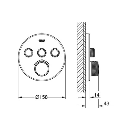 Grohe Termostat Grohtherm SmartControl okrogel Moonwhite