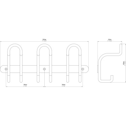 Siro Letvica s kljukicami 1783 kovina aluminij dolžina 300 mm 6 kavljev