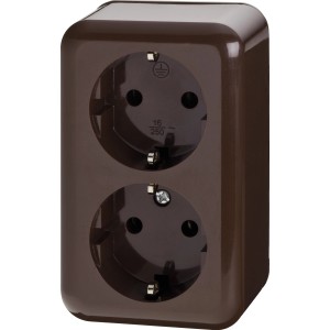 Nadometna vtičnica dvojna rjava