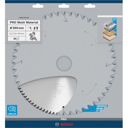 Bosch List krožne žage Multi Material 305 mm x 32 mm x 30 mm 96 zob