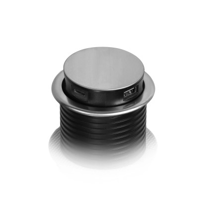 Orno Vgradna pohištvena vtičnica s polnilnikom USB in 1,5 m kablom inox