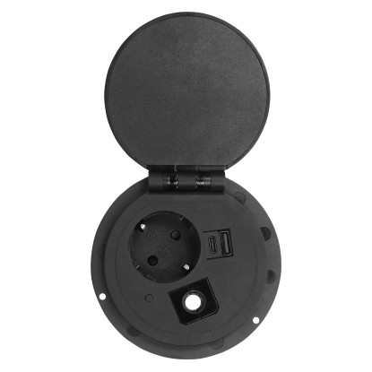 Orno Vgradna namizna vtičnica 2 USB vhoda z 1,8 m kablom črna