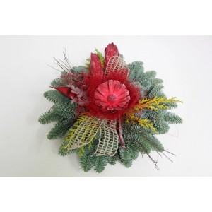 Nagrobni aranžma na leseni plošči pribl. 30 cm rdeč