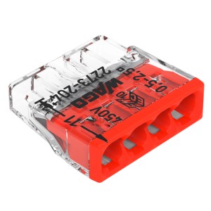 Wago Povezovalna sponka za doze 4-polna Ø 0,5 mm-2,5 mm Prosojna rdeča