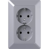 Elektromaterial Vtičnica Mikro dvojna vijačna aluminijasto srebrna