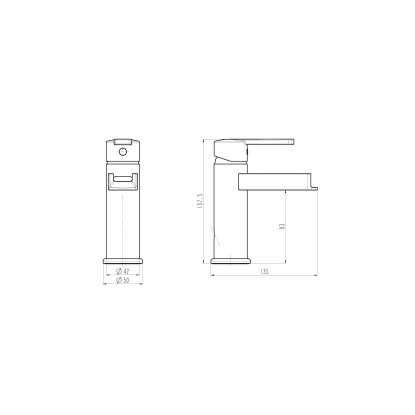Dizajnerska umivalniška armatura s slapom Schütte Niagara, kromirana