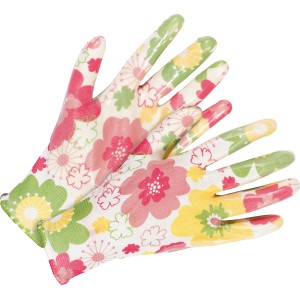 Vrtne rokavice Delni nitrilni premaz Bele roza Velikost 8 2x Komplet