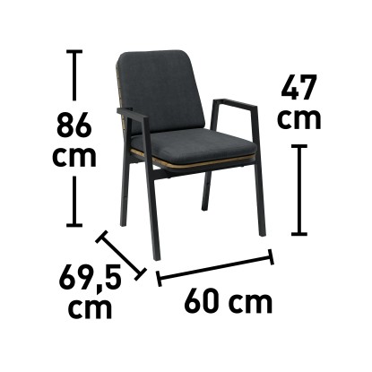 Vrtni stol Olary 69,5 cm x 60 cm x 86 cm Akacijev les Temno siva