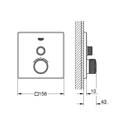 Grohe Termostat Grohtherm SmartControl z 1 zapornim ventilom krom oglat