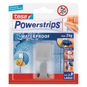 Tesa Waterproof Samolepilna kljukica nerjavno jeklo 2 x Powerstrips Large