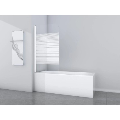 Aurlane Zložljiva stena za kopalno kad White Stripes 1 bela 80 x 140 cm 1-krilna