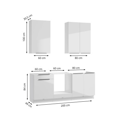 Kuhinjski set Belluno 200 cm bel