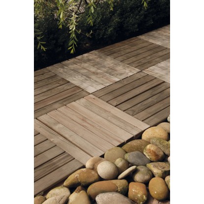 Impregnirana rjava lesena ploščica 50 cm x 4 cm x 50 cm