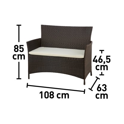 Komplet vrtnega pohištva Canera 4-delni poliratan rjave barve