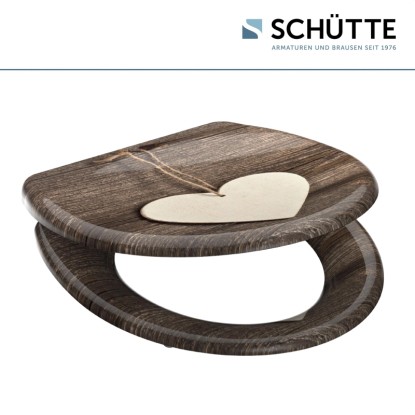 WC-deska Schütte Wood Heart duroplast avtomatsko spuščanje hitro odpenjanje