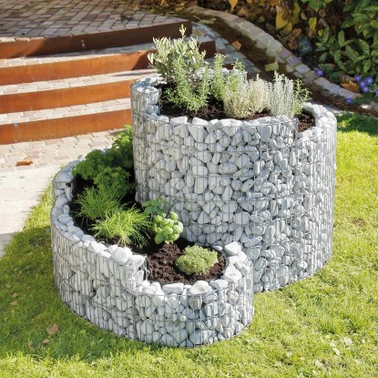 Bellissa Gabionen Zeliščna spirala zelena zelišča okrogla pocink. 140x110x80 cm