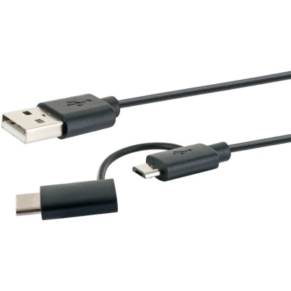 Schwaiger USB sinhr. in polnilni kabel USB 3.1 tip C/USB 2.0 Micro B črni 1 m
