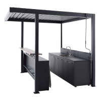 Hespéride Letna kuhinja s pergolo Oxyana 258 x 235 cm Gris grafit