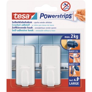 Tesa Samolepilna kljukica oglata 2 kosa s 4 x Powerstrips Large