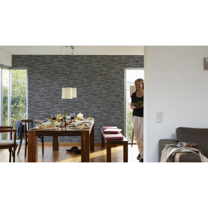 Finest Selection Tapeta iz netkanega tekstila Naturals črna FSC