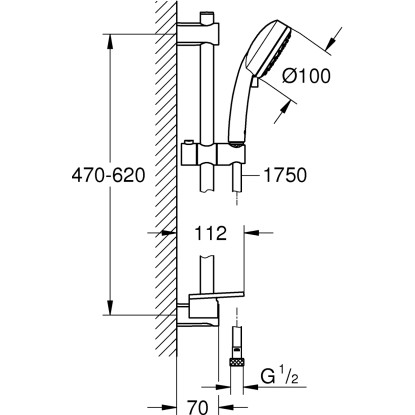 Grohe Komplet nosilcev prhe Vitalio Comfort 100 Krom