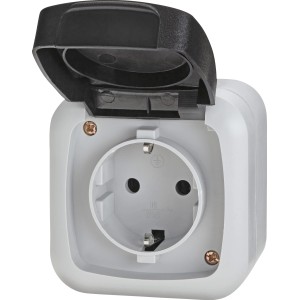 Vtičnica za vlažne prostore Basic enojna siva