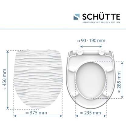WC-deska Schütte White Wave duroplast avtomatsko spuščanje hitro odpenjanje
