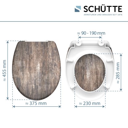 WC-deska Schütte Old Wood duroplast avtomatsko spuščanje hitro odpenjanje