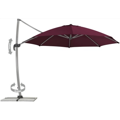 Schneider Senčnik Rhodos Ø 350 cm bordo z ročnim mehanizmom