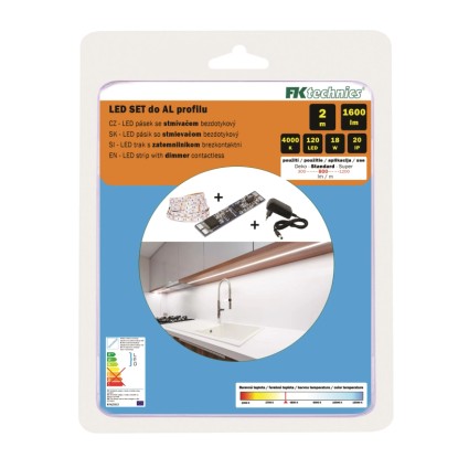 FK Technics Komplet LED trakov 750 lm, 9 W/m, 2 m, senzorsko stikalo