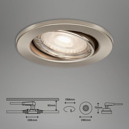 Briloner LED vgradna svetilka 3-delni komplet GU10 mat nikelj Ø 8,6 cm vrtljiva