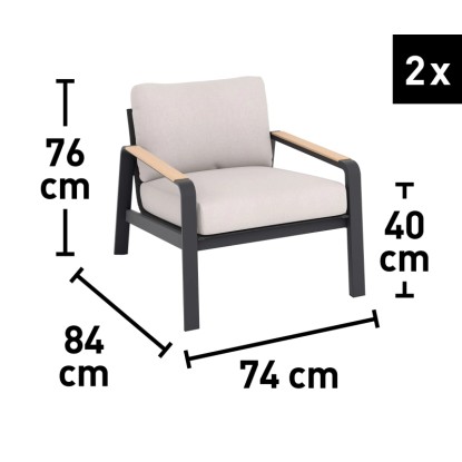 Sedežna garnitura Branford 4-delna aluminij-jeklo-les antracitno-bež