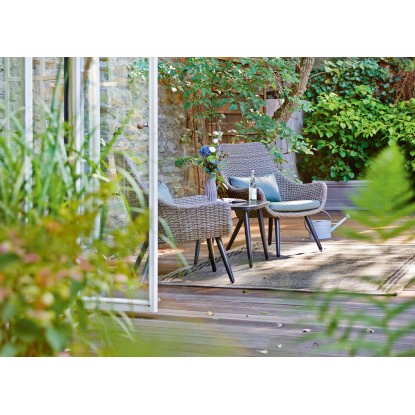 Komplet balkonskega pohištva Aliceville 3-delni poliratan zeleno-siva