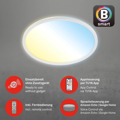 Brilo Stropna LED-svetilka Slim S B-Smart Panel zatemnitvena bela 22 W