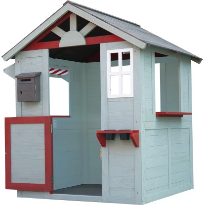 Otroška igralna hiška FSC® jelka 109 cm x 112 cm x 137 cm sivo-rdeče-bela