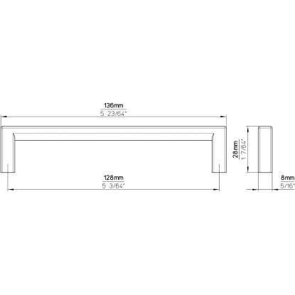 Siro Ročaj za pohištvo 2108 kovinski Uni črn mat razdalja med luknjami 128 mm