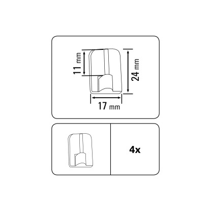 Gardinia Samolepilni kavelj za drog za vitražne zavese Višina 11 mm Bel 4 kosi