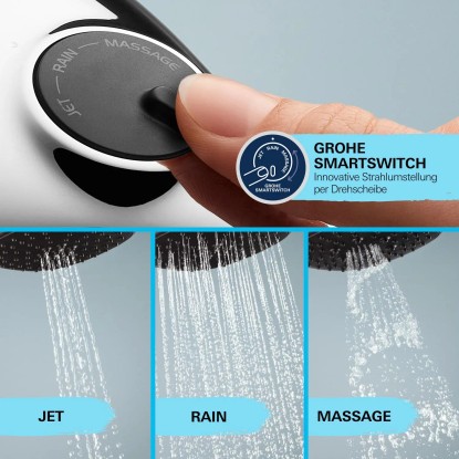 Grohe Ročna prha Vitalio Comfort 110 krom oglata 3 vrste curka Quickfix