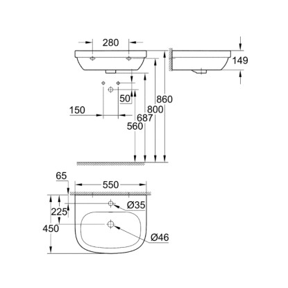 Grohe Umivalnik Euro Keramik 55 cm Alpsko bela
