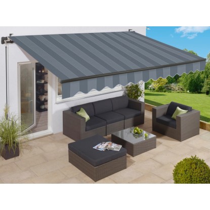 Markiza s pregibnimi rokami Aventura 300 cm x 200 cm, modro-siva črtasta
