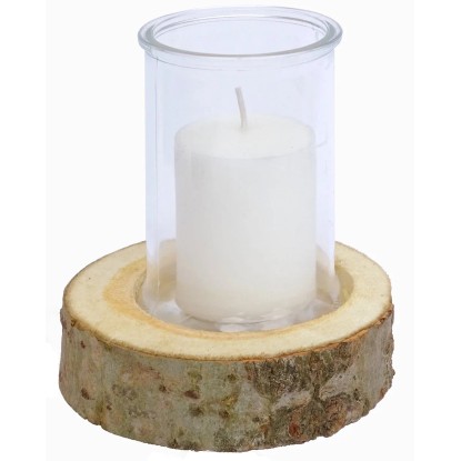 Sunny Garden Laterna steklena z lesenim podstavkom 17 cm x 15 cm