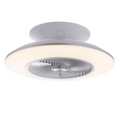 Stropna LED-svetilka z ventilatorjem Stralsund Ø 50 cm bela