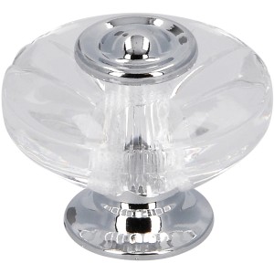 Siro Gumb za pohištvo H119 Umetna masa/kovina Kristalno jasno Krom Sijaj Ø 38 mm