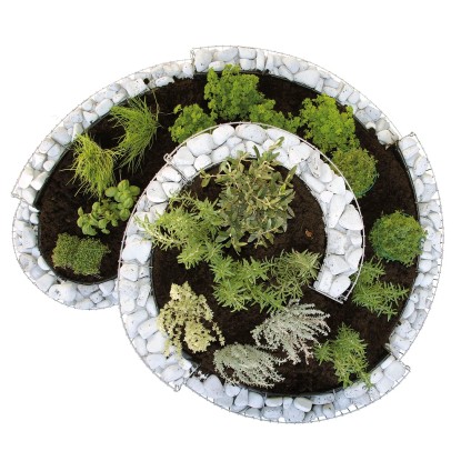 Bellissa Gabionen Zeliščna spirala zelena zelišča okrogla pocink. 140x110x80 cm