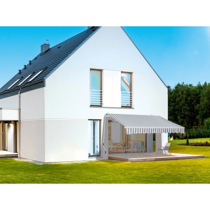 Markiza s pregibnimi rokami Aventura 300 cm × 200 cm, sivo bela črtasta