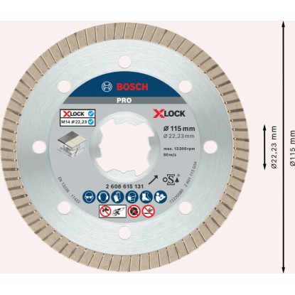 Bosch Diamantna rezalna plošča X-Lock za keramiko Ø 115 mm x 2223 mm