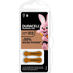 Duracell 6 kos Baterija za slušni aparat Hearing Aid 312