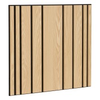 Akustični panel MDF hrast/črni filc letvice različnih širin 60 x 2,1 x 60,5 cm